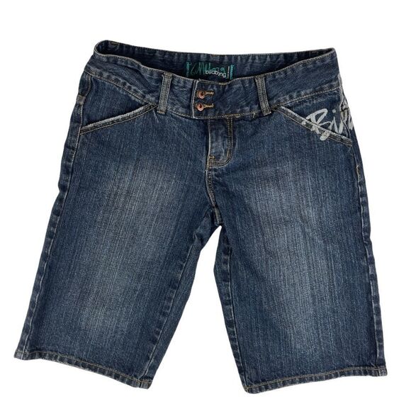 Billabong Denim Shorts Women's Size 10 Spellout Low Rise - Picture 1 of 10